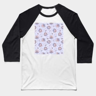 Whimsical floral folk pattern in digital lavender Baseball T-Shirt